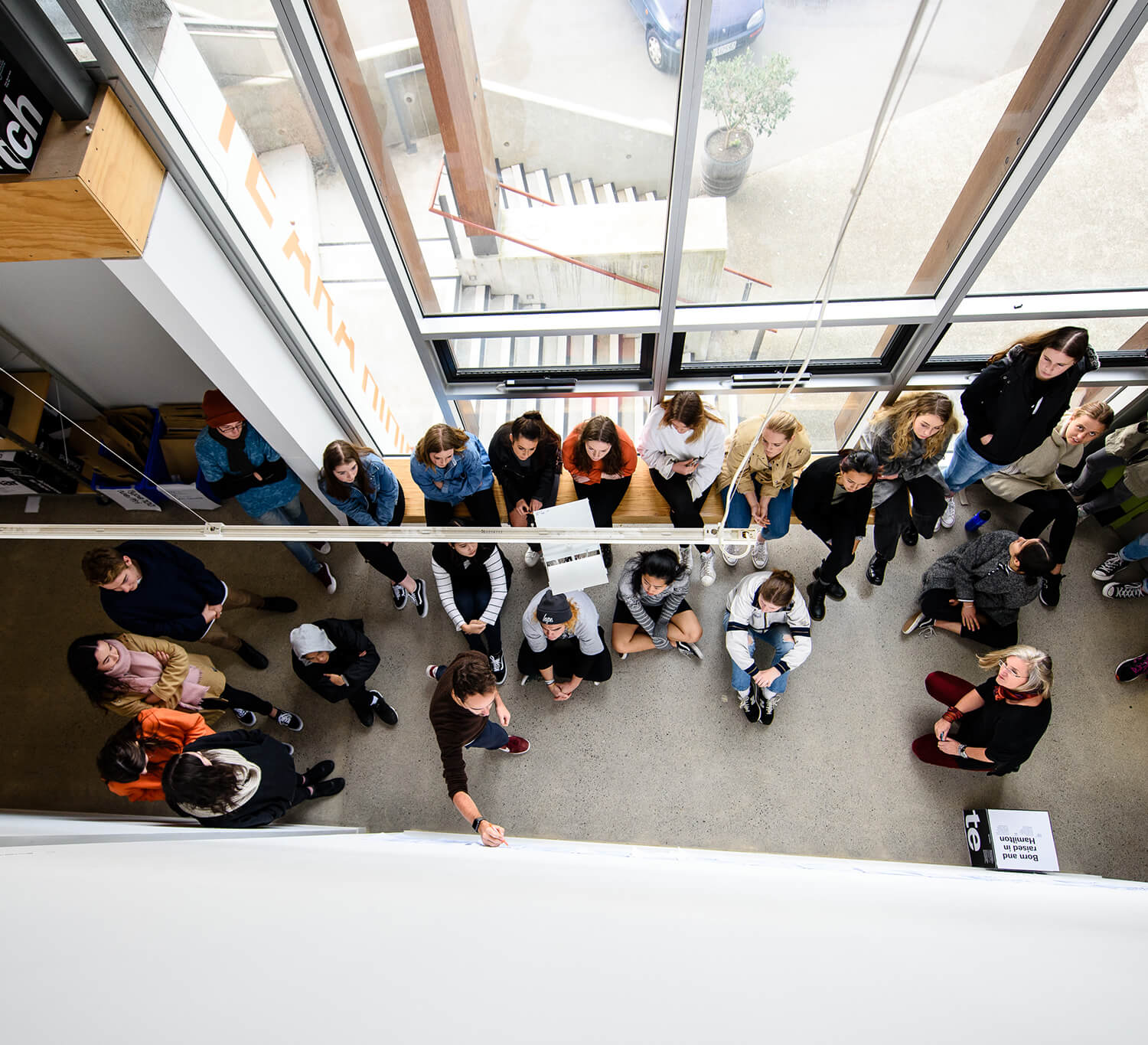 Students in Te Ara Hihiko gallery